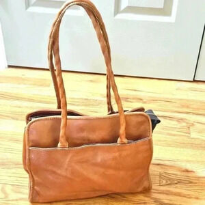 EUC Patricia Nash Paris Large Tooled Satchel Shoulder Bag Brown Leather